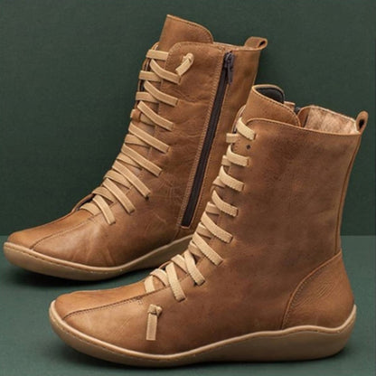 Caitlyn | Laced Leather Boots