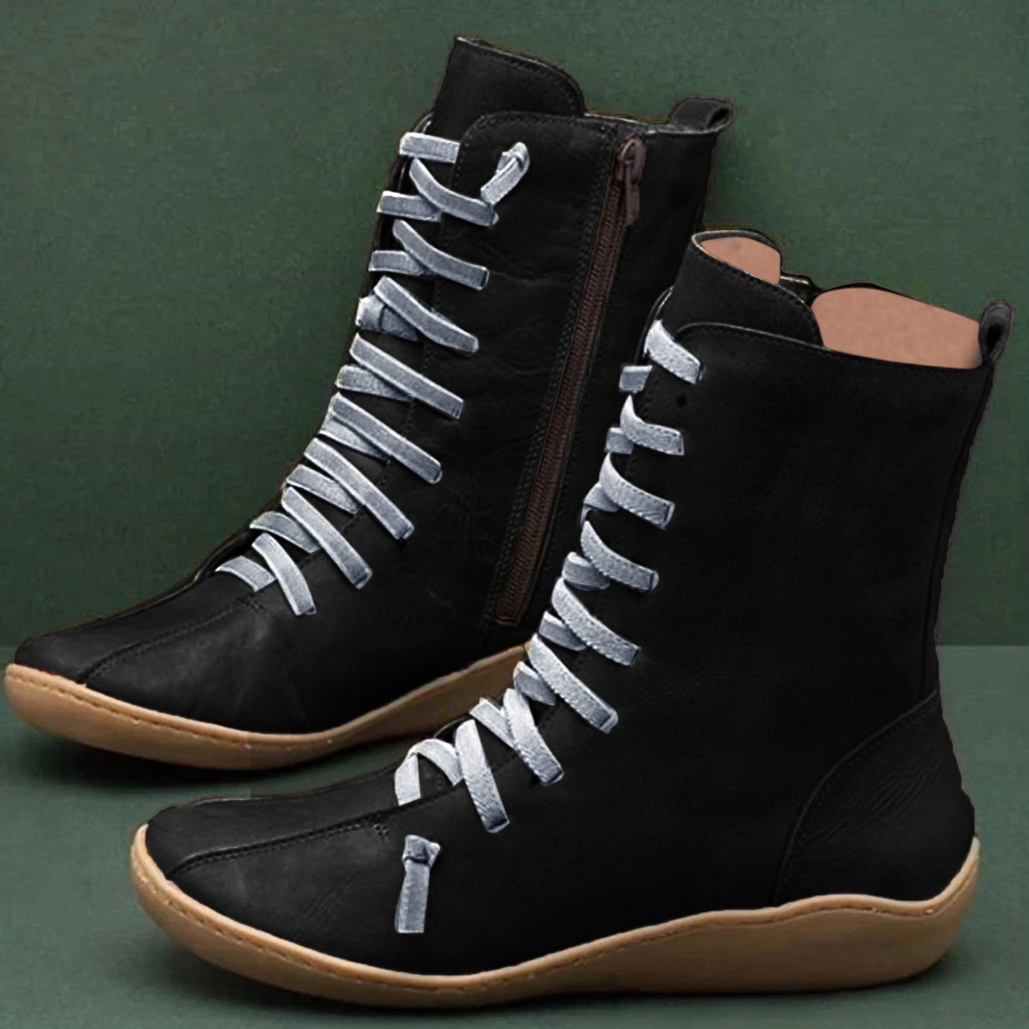 Caitlyn | Laced Leather Boots