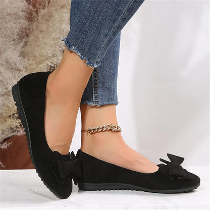 Lainey | Suede Bow-Knot Closed Toe Flat