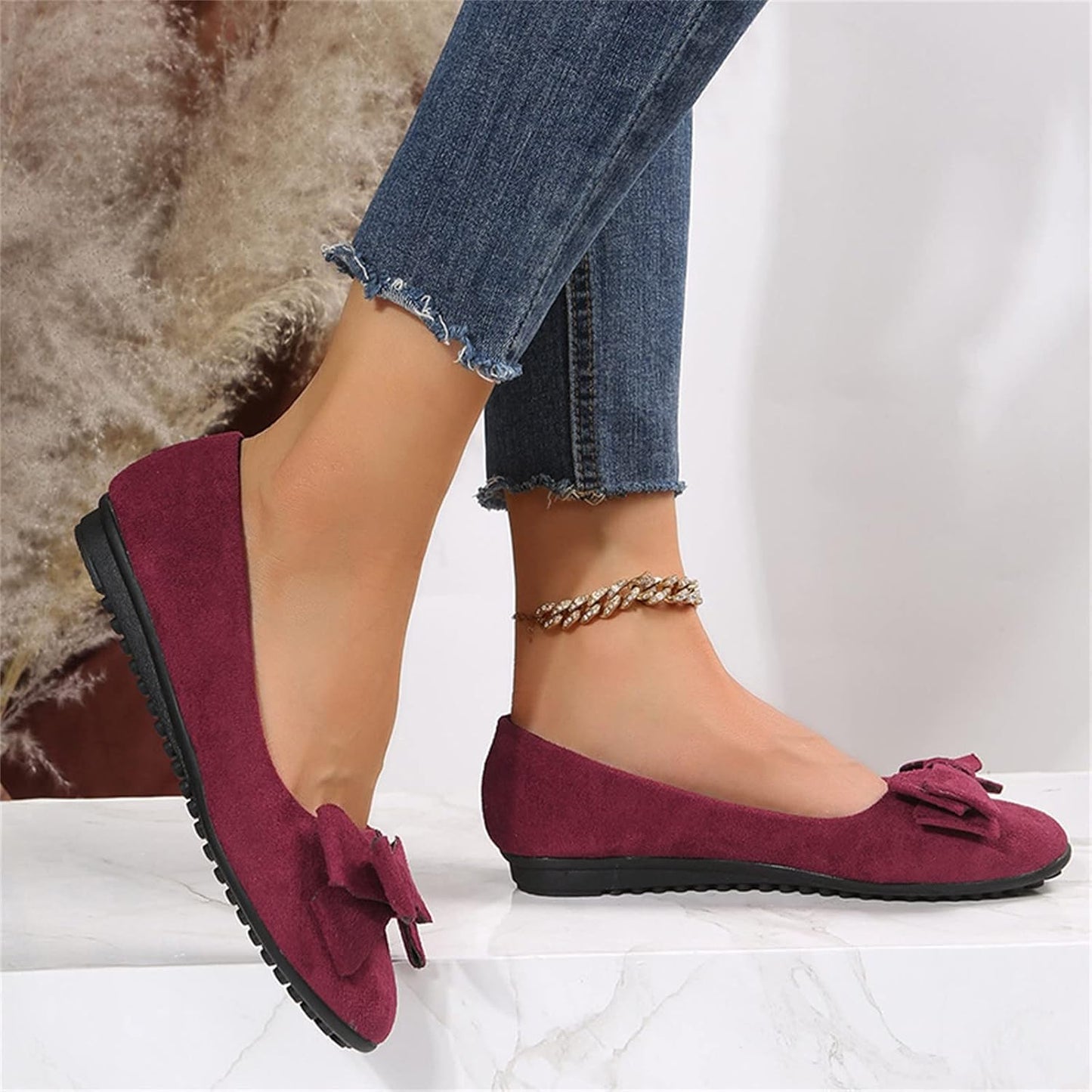 Lainey | Suede Bow-Knot Closed Toe Flat