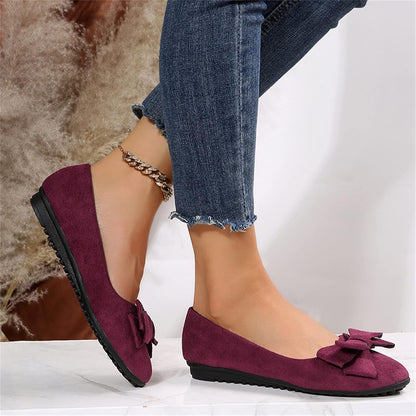 Lainey | Suede Bow-Knot Closed Toe Flat