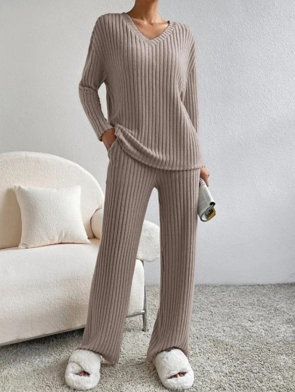 Catherine | Knit V Neck Two-Piece Set