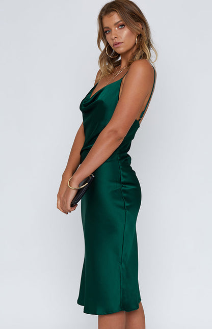 JENNIFER | Slip Midi Dress Emerald