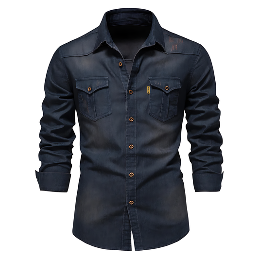 Fitted Denim | Cotton Denim Shirt: Tailored for Men